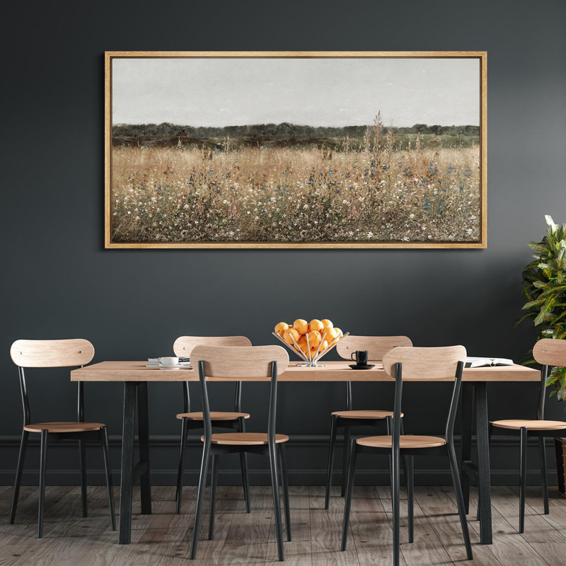 IDEA4WALL Rustic Countryside "Meadow Wildflowers Retro Neutral Master Bedroom Extra Large Framed ...